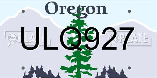 ULQ927 Oregon License Plate