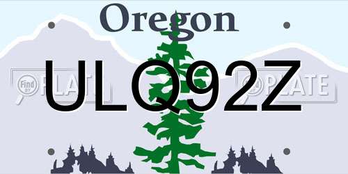 ULQ92Z Oregon License Plate