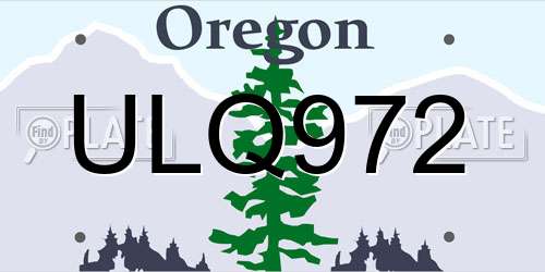 ULQ972 Oregon License Plate