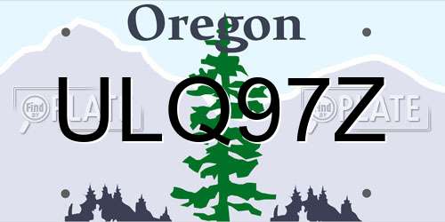 ULQ97Z Oregon License Plate