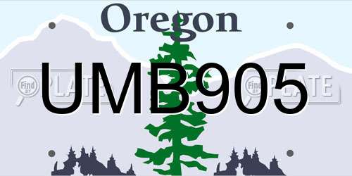 UMB905 Oregon License Plate