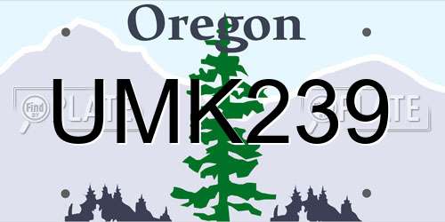 UMK239 Oregon License Plate