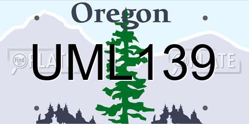 UML139 Oregon License Plate