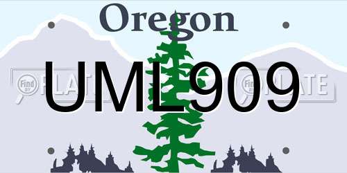 UML909 Oregon License Plate