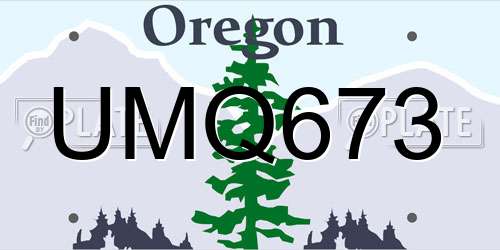 UMQ673 Oregon License Plate