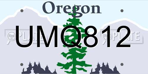 UMQ812 Oregon License Plate