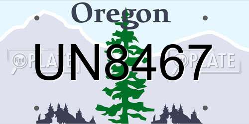 UN8467 Oregon License Plate