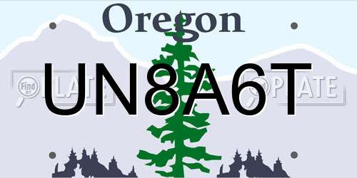 UN8A6T Oregon License Plate