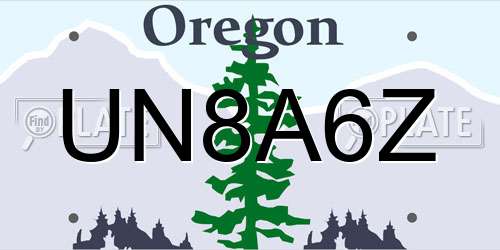 UN8A6Z Oregon License Plate