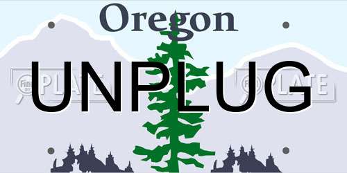UNPLUG Oregon License Plate