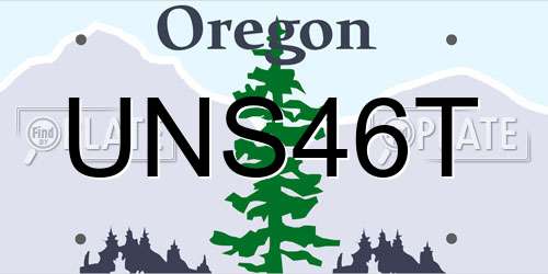 UNS46T Oregon License Plate