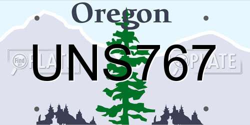UNS767 Oregon License Plate