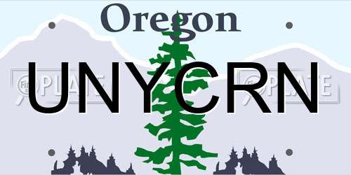 UNYCRN Oregon License Plate
