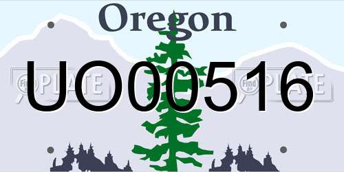 UO00516 Oregon License Plate