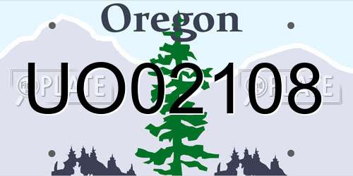 UO02108 Oregon License Plate