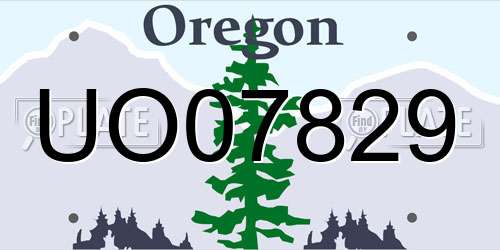UO07829 Oregon License Plate