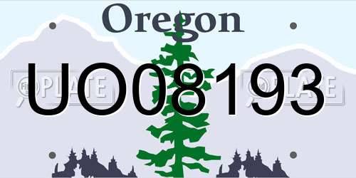 UO08193 Oregon License Plate