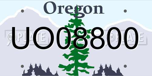 UO08800 Oregon License Plate