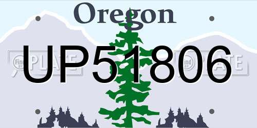 UP51806 Oregon License Plate