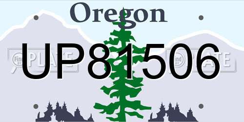 UP81506 Oregon License Plate