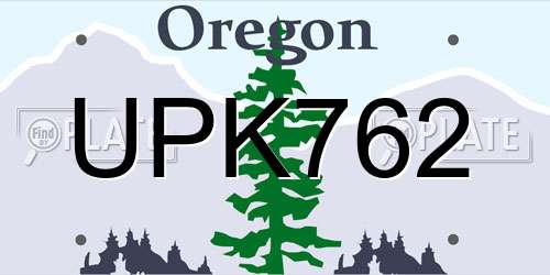 UPK762 Oregon License Plate