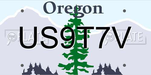 US9T7V Oregon License Plate