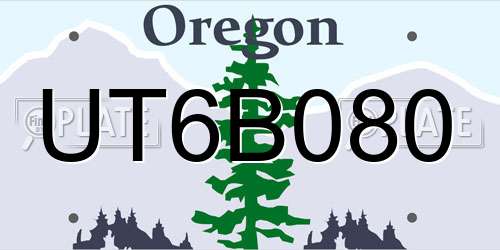 UT6B080 Oregon License Plate