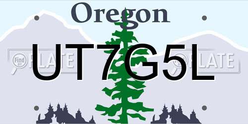 UT7G5L Oregon License Plate