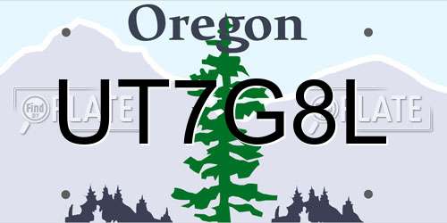 UT7G8L Oregon License Plate