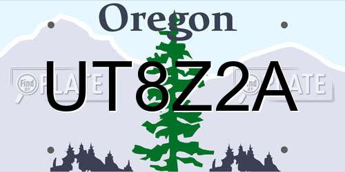 UT8Z2A Oregon License Plate