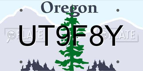 UT9F8Y Oregon License Plate
