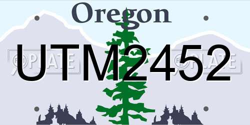 UTM2452 Oregon License Plate