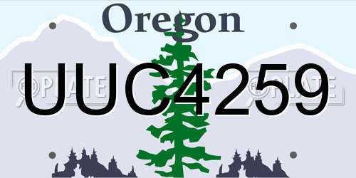 UUC4259 Oregon License Plate