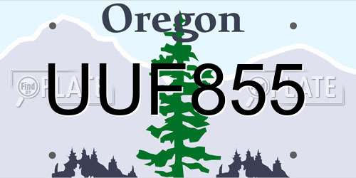 UUF855 Oregon License Plate