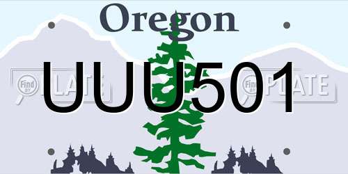 UUU501 Oregon License Plate