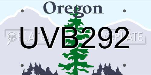 UVB292 Oregon License Plate