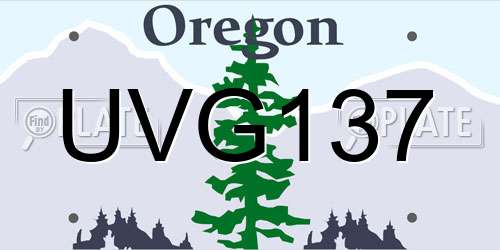 UVG137 Oregon License Plate