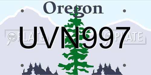 UVN997 Oregon License Plate