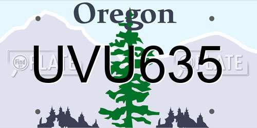 UVU635 Oregon License Plate