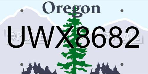 UWX8682 Oregon License Plate