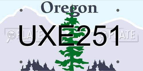 UXE251 Oregon License Plate