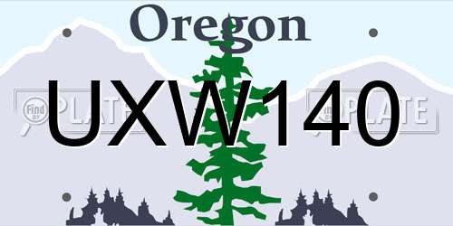 UXW140 Oregon License Plate