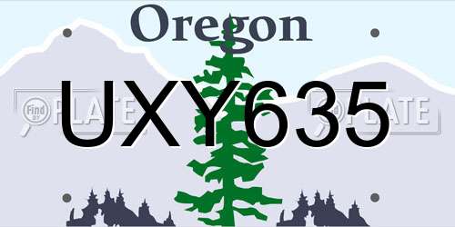 UXY635 Oregon License Plate