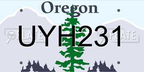UYH231 Oregon License Plate