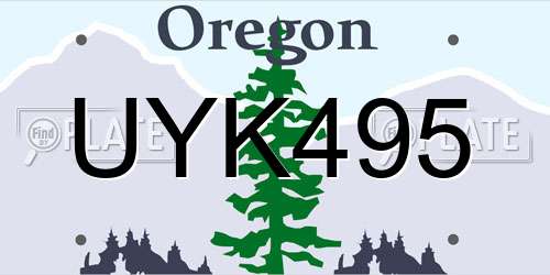 UYK495 Oregon License Plate