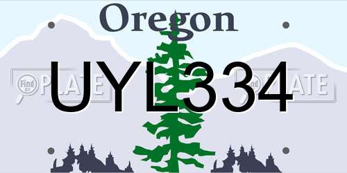 UYL334 Oregon License Plate