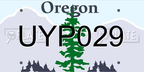 UYP029 Oregon License Plate