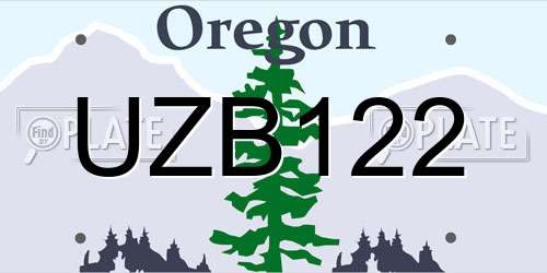 UZB122 Oregon License Plate