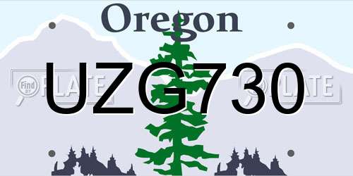 UZG730 Oregon License Plate