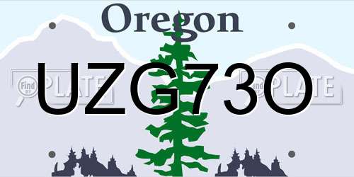 UZG73O Oregon License Plate
